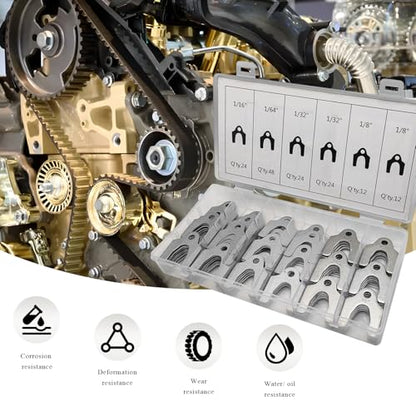 Sun Walker 144 PCS Car Alignment Body Shim, 1/64" 1/32" 1/16" 1/8" Adjusting Parts Camber Shims with Storage Box, Universal Zinc Plated Auto Body Alignment Spacers Assortment Set