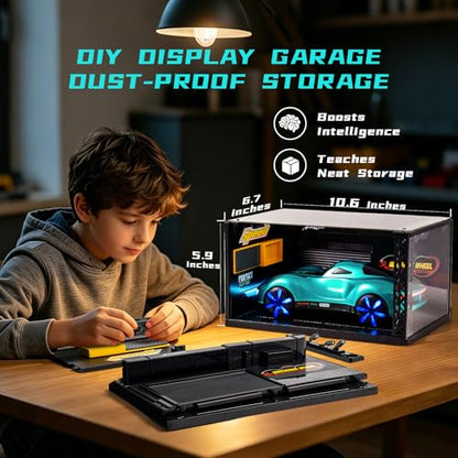 AEROQUEST Gesture Sensing RC Stunt Car with Display Garage | Remote Control Stunt Drift USB-C Charging Light Spray Sound Gesture Sensing Spotrs Birthday Holiday Gifts 2.4GHz 4WD - color: Meteor Supercar Blue
