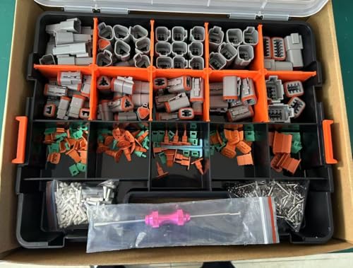 for Deutsch Connectors Kit 750PCS - 2/3/4/6/8/12 Pin DT Connectors with Removal Tool,with Size14-20AWG Stamped Contacts IP68 Waterproof for Automotive Application