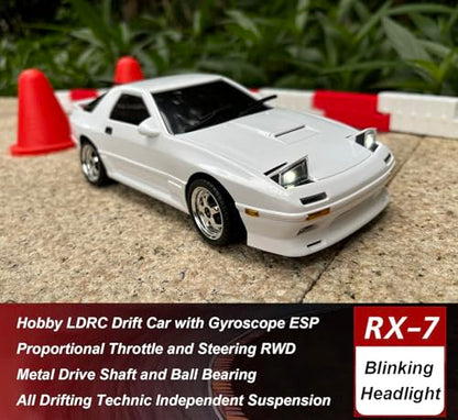 1/18 RC Drift Car with Gyro LDRC Drift Car RWD Proportional Control | Hobby RC Car Drifting and Race with ESP Gyroscope Metal Drive Shaft Independent Suspension Adult LD1802