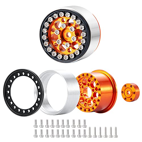 SWX 1.0 4Pcs Gold Beadlock Wheels Rim for SCX24 1/24 Crawler | Gold Beadlock Wheels, 1.0, SCX24, 1/24 Crawler, 4Pcs - color: Gold