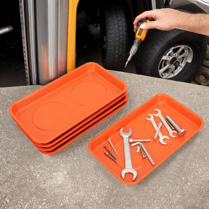 5 PCS Magnetic Trays, 9.4X5.5x1.4Inch, Magnet Tool Tray, Magnetic Parts Tray, orange, by GENHAKON - size: 5 PCS Rectangle Orange