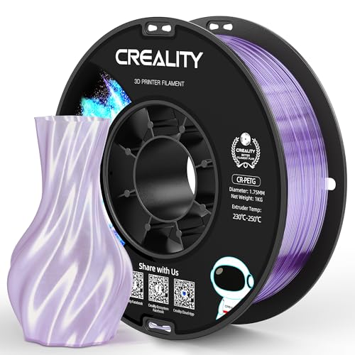 Official CREALITY PETG 3D Printer Filament 1.75mm 1KG ClearlightPurple | High Precision Strong Toughness, Odorless Better Flow Moistureproof 3D Printing Ender Filament - color: Petg-1kg Clearlightpurple, size: 1.75 mm