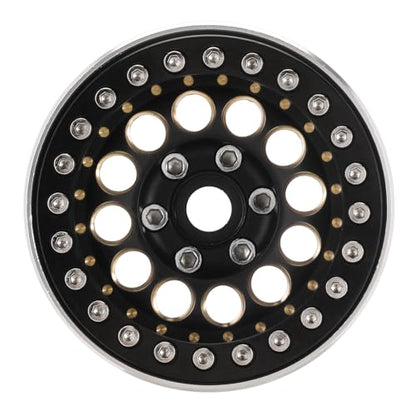 INJORA 1.9" 150g Brass & Aluminum -10mm Offset Wheels for 1/10 RC (Black) - color: Black