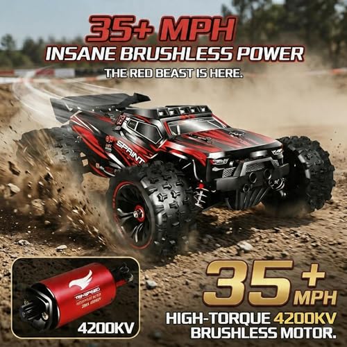 1/14 Brushless RC Truck with 35MPH+,2X 3S LiPo 4WD Hobby RC Car for Beginner