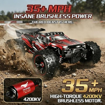 1/14 Brushless RC Truck with 35MPH+,2X 3S LiPo 4WD Hobby RC Car for Beginner