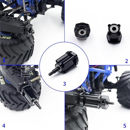 Aluminum 7075 Rear Hubs Axle Mount Set 0 Degree Rear Axle Mount Lockout for LOSI 1/18 Mini LMT 4X4 Brushed Monster Truck RTR Upgrade Parts