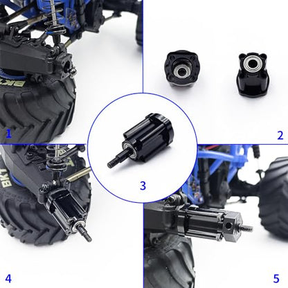 Aluminum 7075 Rear Hubs Axle Mount Set 0 Degree Rear Axle Mount Lockout for LOSI 1/18 Mini LMT 4X4 Brushed Monster Truck RTR Upgrade Parts