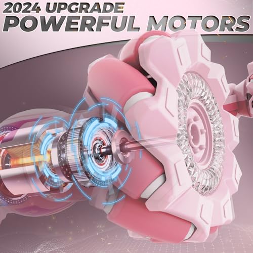 Dysaim Gesture RC Car, Gesture Sensing RC Stunt Car Toys for Kids 6-12 yr, 2.4GHz 4WD Hand Remote Control with Lights Music, Off-Road 360° Rotation Drift for Birthday Toy Gifts - color: Pink