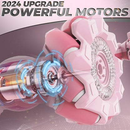 Dysaim Gesture RC Car, Gesture Sensing RC Stunt Car Toys for Kids 6-12 yr, 2.4GHz 4WD Hand Remote Control with Lights Music, Off-Road 360° Rotation Drift for Birthday Toy Gifts - color: Pink
