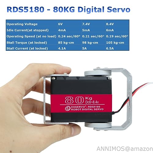 80KG Robot Servo Motor 8.4V High Torque Steel Gear Waterproof Large Digital Steering Servos with Mount Brackets - size: 80kg