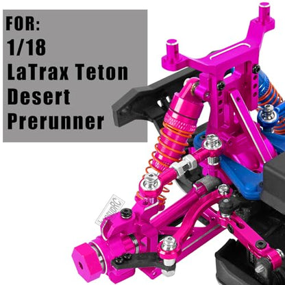 Alloy Metal Shocks&Drive Shaft Axles&Suspension Arms&Steering Block&Camber Links Toe Links&Gearbox&Body Posts Mount&Shock Tower Upgrades Parts for 1/18 LaTrax Teton Desert Prerunner,Pink - color: Pink(for 1/18)