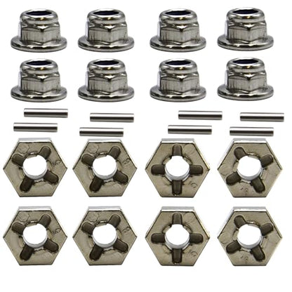 Blomiky 8 Pack 12mm Wheel Hub Hexes and 8 Pack M20101 Wheel Hex Pins and M40 M4 Wheel Locknuts Spare Parts for Some Kind of 1/10 1/12 1/14 1/16 1/18 Scales RC Truck / 9125 Hex Pin Locknuts 2