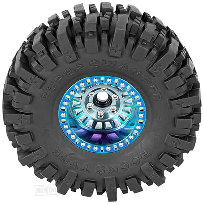Rc 1.9 Inch Wheel Rims & Tires Wheels for 1/10 RC Crawler Car SCX10 SCX10 II SCX10 III 90046 TRX6 TRX4 D90 VS4-10 Gen8 MST CFX,Aluminum RC 1.9 Beadlock Tires Wheel,Titanium - color: Titanium (1.9 Tires Wheels)