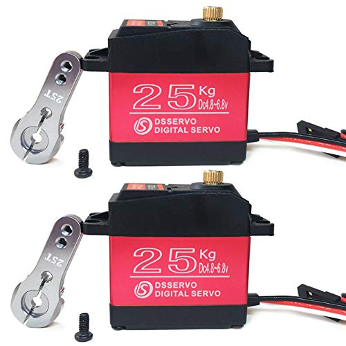 Pack of 2 Digital Servo 25KG Full Metal Gear High Torque Waterproof for RC Car Crawler Robot - size: 25kg x 2PCS(270°)