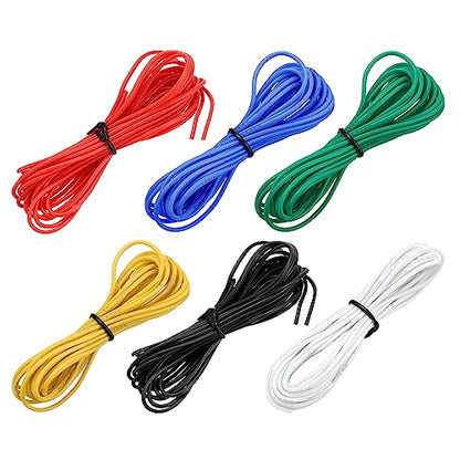 MECCANIXITY 24 Gauge Wire Silicone Wire 24AWG Electrical Wire Stranded Wire Tinned Copper Wire High Temp Hookup Wire 6 Color 3.0m/10ft for Car Model Electric Appliances 6pcs - size: 24AWG, 10ft