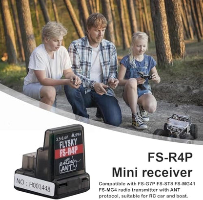 Flysky FS-R4P 4CH Receiver 2.4GHz ANT for RC Car/Boat | ANT Protocol, 2.4GHz Signal 4 PWM Outputs, Single Antenna, Compatible with FS‑G7P, FS‑ST8, FS‑MG41 & FS‑MG4