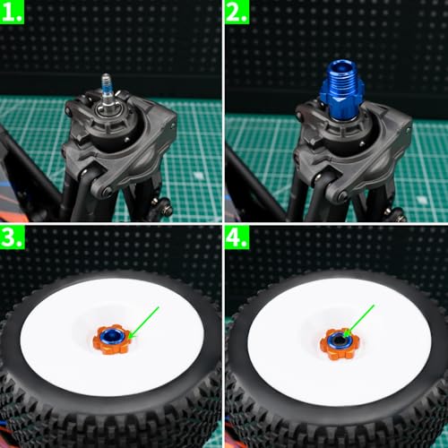 4Pcs Aluminum Alloy RC Hex Combiner Wheel Hex Hub Adapter Upgrades for 1/8 Tra-xxas Jato VXL 2S RC Monster Trucks (Blue) - color: Blue