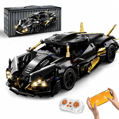 RC Car Building Kit, 1:14 App Control Car Kit with LEDs | car kit with 857 pieces, front and rear LED lights with an integrated power system; built for creative building, exhibition.