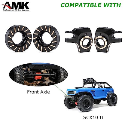 SCX10 II Brass Steering Knuckles 96g Outer Portal Drive Housing with 150g Wheel Weights for Front Axle for 1/10 RC Crawler AR44 Axial SCX10 Upgrades