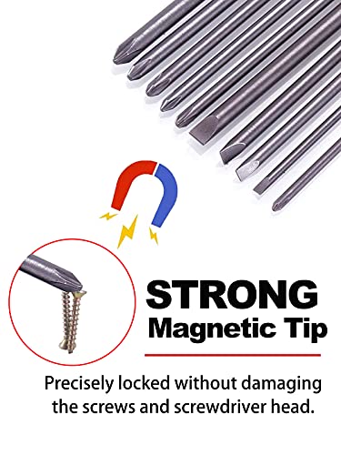 Rocaris 10pcs 1/4 Inch Hex Shank Long Magnetic Screwdriver Bits Set | 4 in Power Tools (Slotted+Cross Head) - size: 10Pcs(Slotted+Cross)