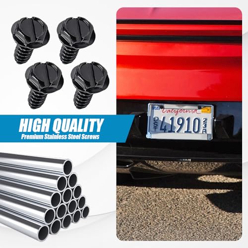 deemars License Plate Screw Kit, 8 Sets Stainless Anti Theft License Plate Screws, Anti-Rattle & Rust-Proof Bolts for Securing License Plates Frames or Covers on Cars, Trucks, SUVs - color: Black-8-Set