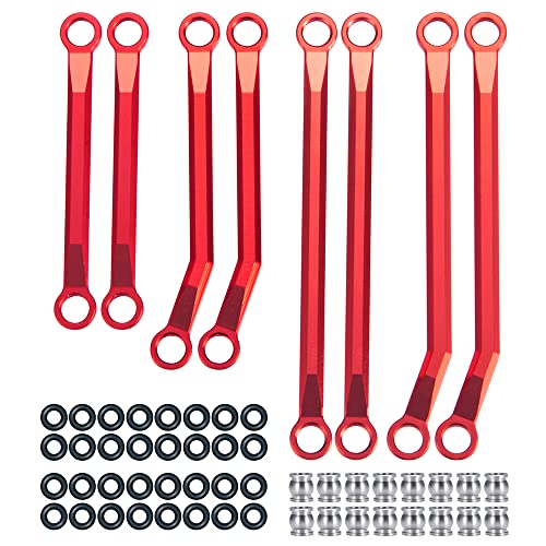 Metal Linkage High Clearan Steering Link Set, Red | For 1/18 TRX4-M Bronco Defender, RC Crawler Car - color: Red