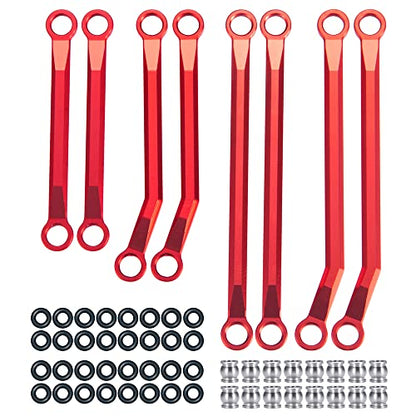Metal Linkage High Clearan Steering Link Set, Red | For 1/18 TRX4-M Bronco Defender, RC Crawler Car - color: Red