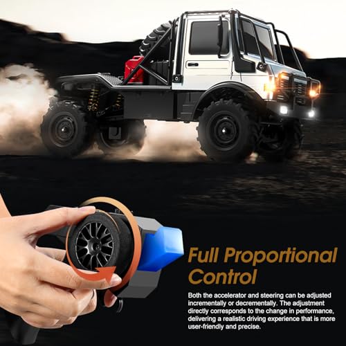 1/18 RC Semi-Truck, MN-333 Alloy Body RC Crawler for Hobby Gifts (Green) | 2.4G Remote Control Truck, 4WD Unimog Off-Road RC Truck, Controllable Lights, 2 Batteries, All-Terrain, RTR Transport Car - color: Green