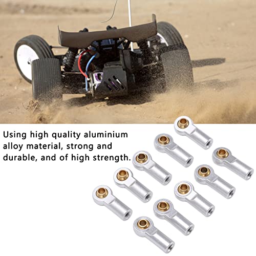 Alomejor RC Link Rod Ends,Lightweight Aluminum Durable Tie Rod End Ball Joint M3 10pcs Silver for RC Cars Trucks Drones Hobbyists Model Builders