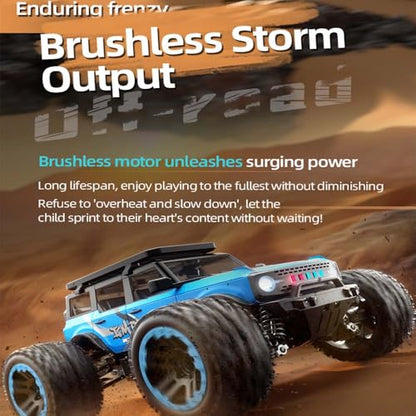 1/20 RC Cars for Adults Fast 55KPH, Electric Brushless Motor Off-Road RC Truck, 4WD Remote Control Car All Terrain, High Waterproof Speed Monster Truck, 3 Batteries(Blue) - color: 3 Batties(blue1)