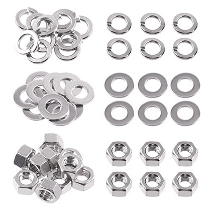 Swpeet 30Pcs Metric 304 Stainless Steel M16 Hex Nuts and M16 Flat Washers with Split Lock Washers Assortment Kit, Coarse Thread Hexagon Nut for Home Automotive Shop Use - size: M16 Hex Nuts & Washers