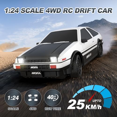 RC Drift Car, 1:24 Scale Drift RC Car, 4WD 25KM/H Remote Control High Speed Race Drifting Cars with Drift Tires LED Lights, RC Sport Cars Toys for Adults Boys Girls Kids Gift