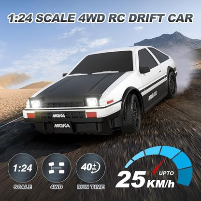 RC Drift Car, 1:24 Scale Drift RC Car, 4WD 25KM/H Remote Control High Speed Race Drifting Cars with Drift Tires LED Lights, RC Sport Cars Toys for Adults Boys Girls Kids Gift