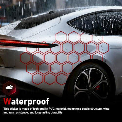 30 Grids Honeycomb Graphic Stickers, Reflective Hexagon Pattern Car Side Body Decals, Waterproof Automotive Body Modification Vinyl Decal, Universal for Car,Truck, SUV (Red) - color: Red