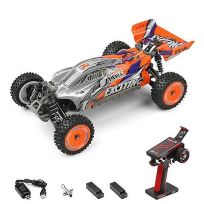 GoolRC WLtoys 124010 RC Cars for Adults, 1:12 Scale Remote Control Car, 4WD 55KM/H High Speed RC Racing Car, 2.4GHz All Terrains Off Road RC Buggy Trucks with 2 Batteries (Orange)