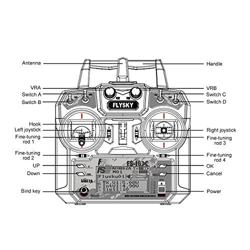 Flysky FS-i6X 6-10(Default 6)CH 2.4GHz AFHDS RC Transmitter w/ FS-iA6B Receiver