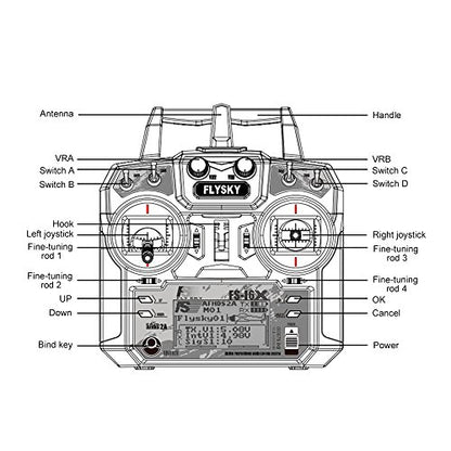 Flysky FS-i6X 6-10(Default 6)CH 2.4GHz AFHDS RC Transmitter w/ FS-iA6B Receiver