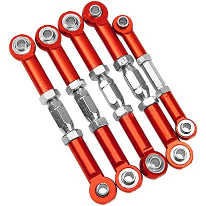 Metal Turnbuckles Rod Camber Links Steering Linkage Tie Rods Pull Rod Compatible with Redcat Racing Blackout SC,SC Pro, XTE, XTE Pro,XBE,XBE Pro 1/10 RC Car (Red) - color: Red