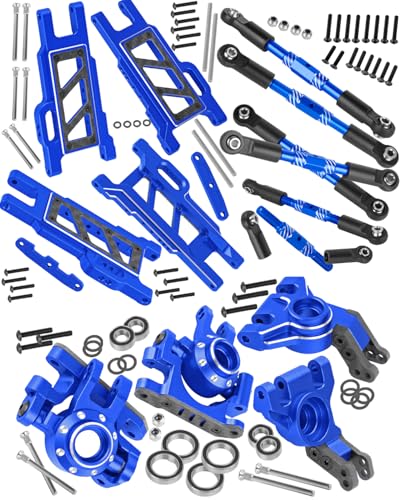 RC Suspension Arms & Mounts,Caster Blocks,Steering Block,Stub Axle Carriers,Turnbuckles Upgrades Part for 1/10 Slash/Rustler/Stampede/Jat0 4x4(VXL),Hoss 4x4 VXL,Navy Blue - color: Navy Blue(1set)