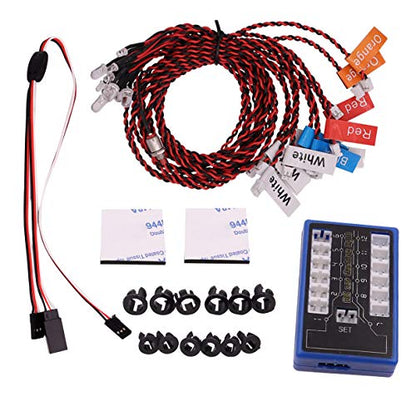 Simulation of Flashing 12 LED Model car Lights 4 Operation Modes for 1/10 1/8 HSP Tamiya CC01 SCX10 rc Light kit Modified Remote Control Light Group