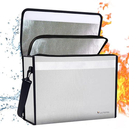Fireproof Document Bag - 2000°F Heat Resistant & Thermal Insulated Fireproof Bag for Documents with Lockable Zipper for Documents, Cash & Valuables - Fireproof Box for Home, Office, and Travel Use - color: Grey Bag