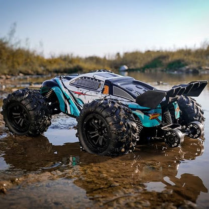 TOUCAN RC HOBBY 2.4GHz RC Off Road Vehicle Q117 1/16 Remote Control High Speed 4WD Car 70km/h RTR Brushless Motor 35A ESC LED Lights Battery for Adult - color: Green
