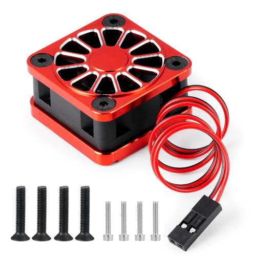 LSG ESC Heat Sink Cooling Fan for Tra-xxas Mini Maxx/Slash 4x4 XRT VXL 3S | Motor Heatsink Cooling Fan Dual Set Compatible with Tra-xxas 1/10 Slash/Stampede/Rustler RC Car Upgrade Parts - color: Red