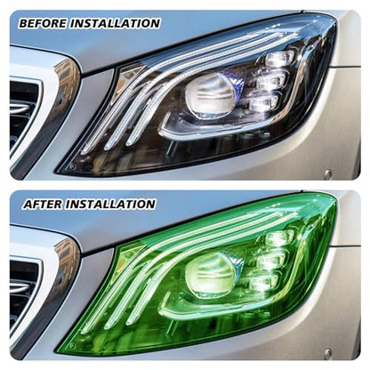 Tint Film for Taillight Headlight Fog Light, 12×48 Inches Vinyl Self-Adhesive Car Tail Light Tape, Brake Light Headlight Cover Protection Film Color Shiny Chameleon Sticker (Green) - color: Green