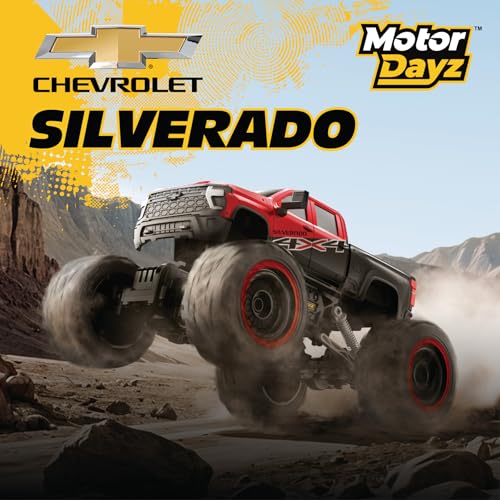 RC 4WD Heavy Metal Chevrolet Silverado Truck – 1:14 Scale Remote Control Car, Stamped Metal Body, 2.4GHz Full-Function Radio Control, USB Rechargeable, Ready to Run, Red