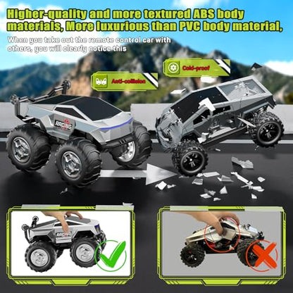 1:16 RC Truck Remote Control Car, 4WD Waterproof Amphibious RC Car All Terrain Pickup,TIME4DEALS 2.4GHz Remote Monster Truck with 360° Rotating Standing Stunt Toy Truck for Kids Boys 6 7 8 9 10 11 12+ - color: Gray