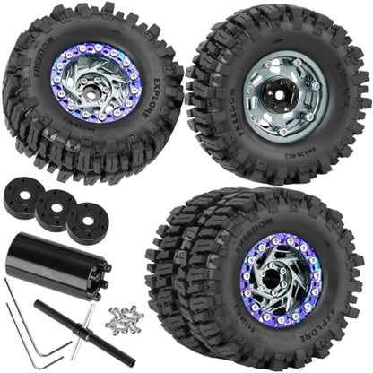 1.3 Dually Beadlock Wheels Tires for RC Crawler Car 1/18 TRX4M Ascent-18,1/24 SCX24 FCX24,RC Off Road Buggy Rally Truck Wheel and Tires,Adjustable Offset Wheels,7mm Hex Rim,Titanium Purple - color: Titanium Purple - (4Pcs 1.3 Beadlock Tires)