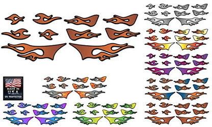 RC car Truck - Tribal Flames - 10pc Body Decal kit - Universal for Arrma Losi HPI Axial Traxxas Redcat Tekno 1/10 1/8 Scale Rock Crawler Stickers (Brown/Orange) - color: Brown/Orange