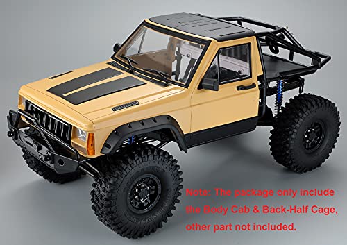 RC Crawler Body Cab & Back-Half Cage Body Shell for 1/10 RC Crawler TRX4 SCX10 90046 AT4 GEN 8 Scout II (Yellow) - color: Yellow